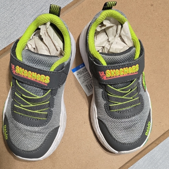 Skechers Kids' Gray and Neon Green Dino Sneakers - Picture 5 of 6